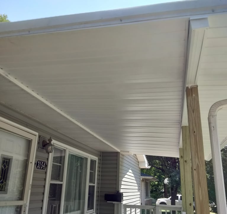 Damaged rooftop repair after picture